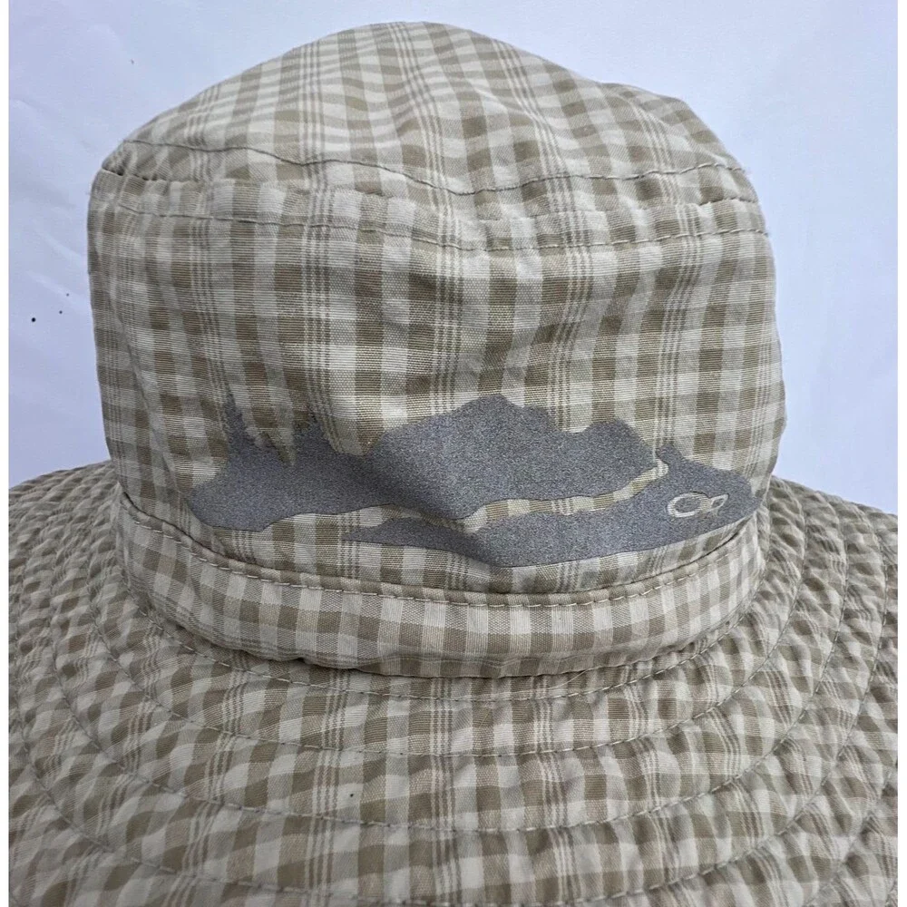 Outdoor Research Kids Tan Gingham Plaid Sun Bucket Hat Sz M 3-6Y Adjustable UPF